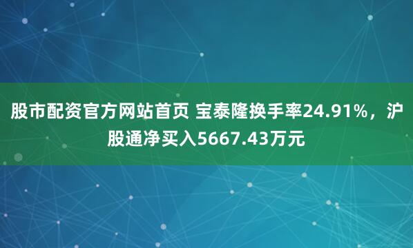 股市配资官方网站首页 宝泰隆换手率24.91%，沪股通净买入5667.43万元